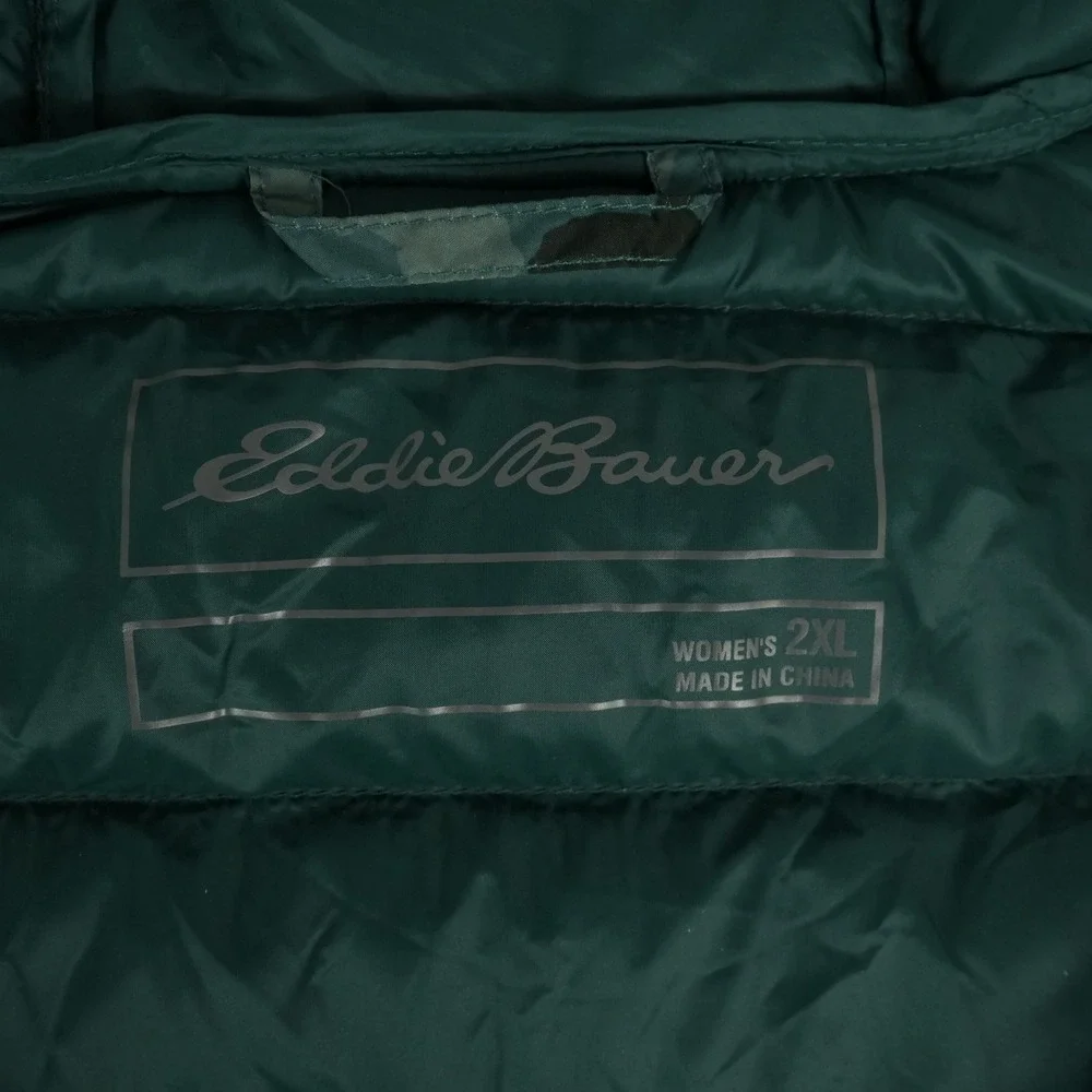 Eddie Bauer Cirruslite Jacket Womens 2XL Green Camo EB650 Puffer Down Hooded Zip